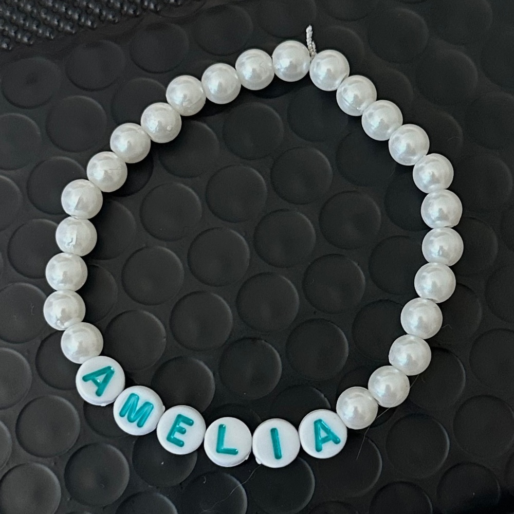 HANDMADE faux pearl name bracelet